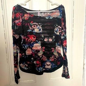 black floral sheer long sleeve